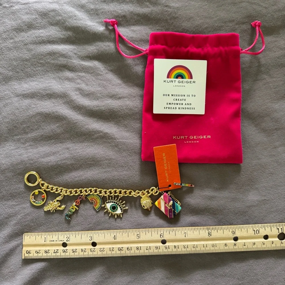 NEW NWT! KURT GEIGER LONDON Multi Charms Bracelet Charm Bracelet Be Kind